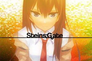 anime, Anime Girls, Steins;Gate, Redhead, Makise Kurisu, White Shirt, Tie, Blue Eyes