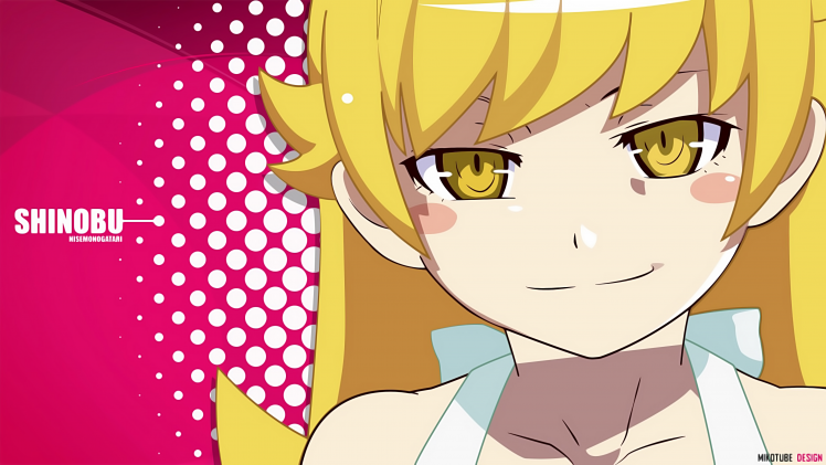 anime, Anime Girls, Oshino Shinobu, Long Hair, Blonde, Vector Art, Monogatari Series HD Wallpaper Desktop Background