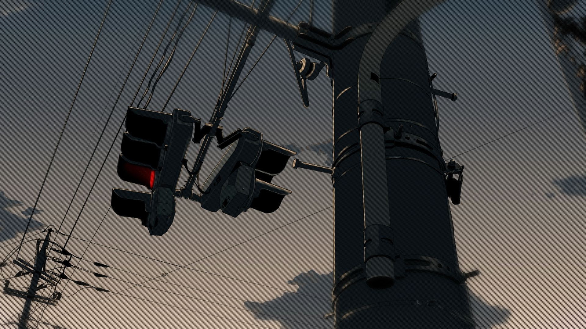traffic Lights, Anime, Utility Pole Wallpaper