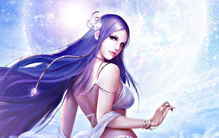 women, Fantasy Art, Long Hair, Purple Hair, League Of Angels HD Wallpaper Desktop Background
