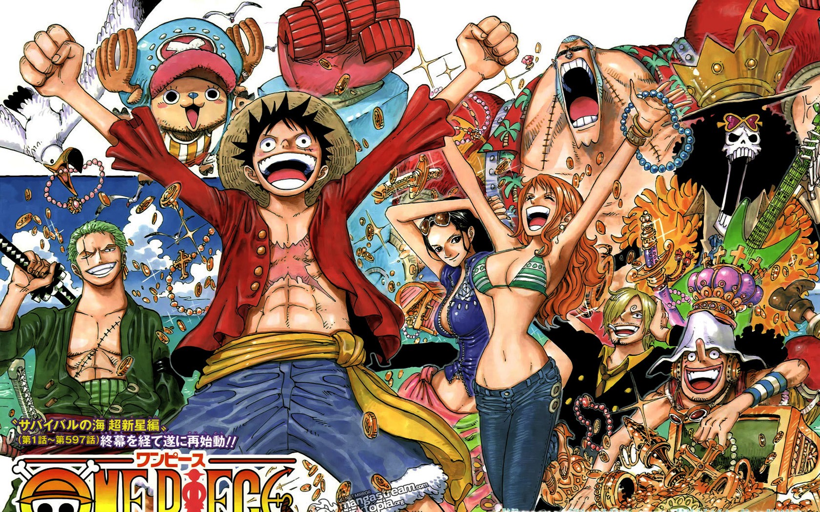 One Piece, Monkey D. Luffy, Tony Tony Chopper, Sanji, Roronoa Zoro, Nami, Nico Robin, Usopp, Franky, Brook Wallpaper