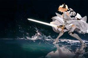 Fate Series, Anime Girls, Blonde, Saber Lily, Women With Swords, Triple Screen