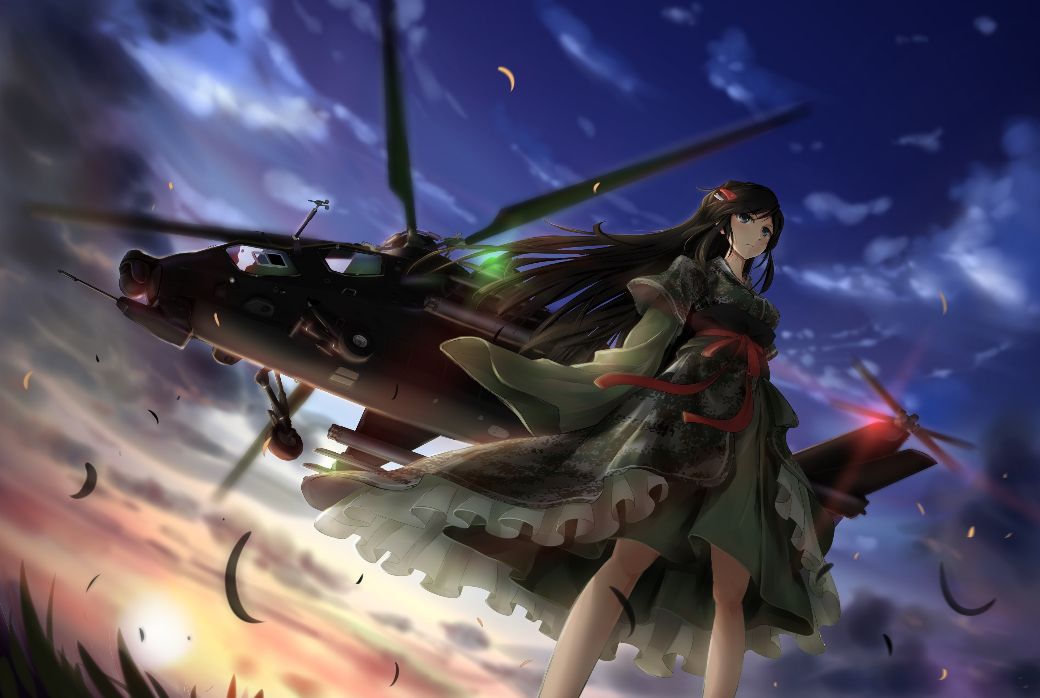 TC1995, Military, Anime Girls, Helicopters Wallpaper