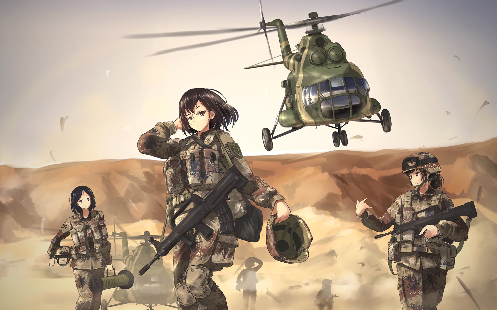 TC1995, Military, Mi 8, Women, Anime Girls, Weapon, Helicopters Wallpaper