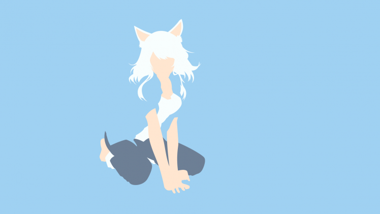 vector Art, Anime Girls, Minimalism, Blue, White, Monogatari Series, Hanekawa Tsubasa, Sawarineko HD Wallpaper Desktop Background