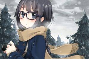 anime Girls, Anime, Scarf, Original Characters, Glasses, Meganekko, Winter