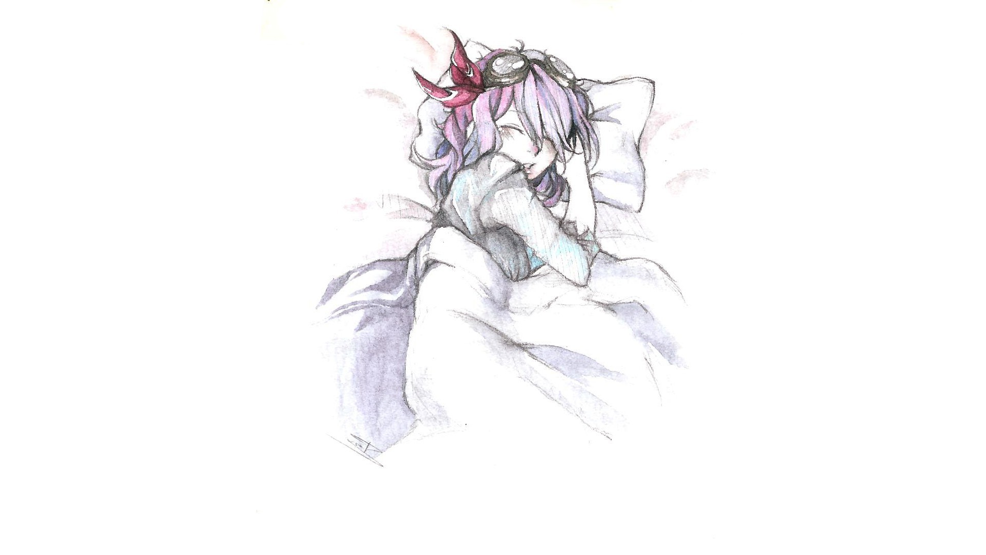 sleeping, Pink Hair, Goggles, Original Characters Wallpaper