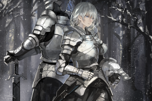 armor, Sword, Helmet, Forest, Snow