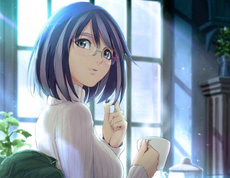 anime Girls, Anime, Monogatari Series, Glasses, Hanekawa Tsubasa HD Wallpaper Desktop Background