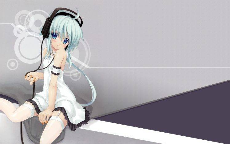 anime, Manga, Anime Girls, Headphones, Original Characters, Thigh highs HD Wallpaper Desktop Background