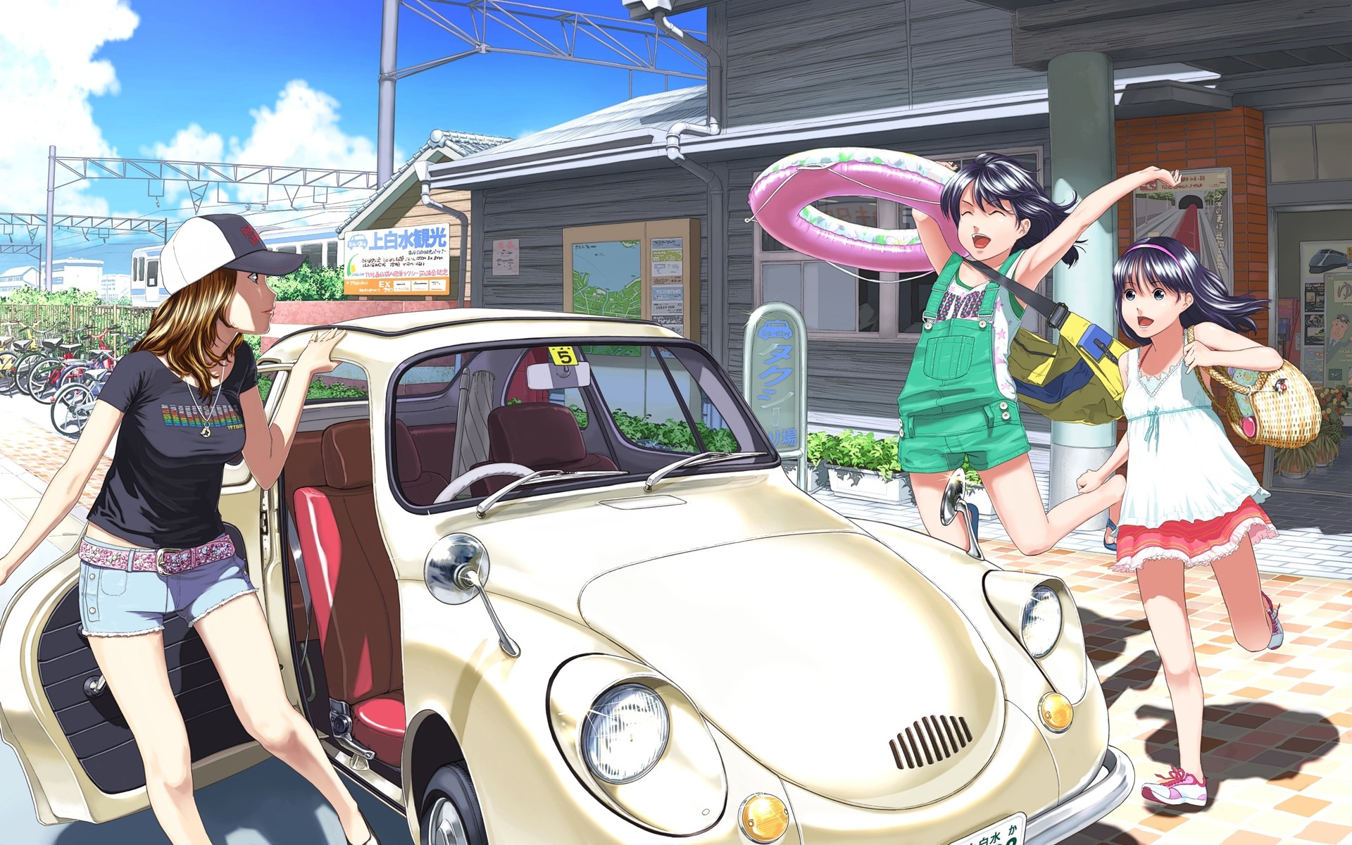 anime, Car, Original Characters, Anime Girls Wallpaper