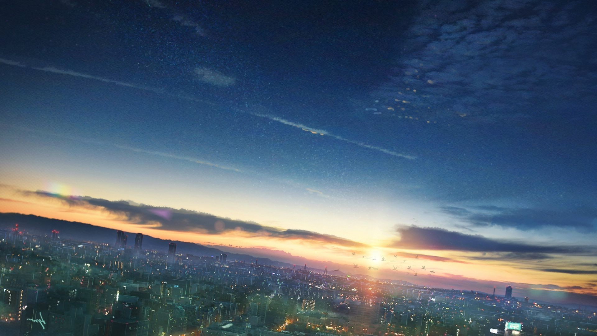 anime, Sunset, Sky, Cityscape Wallpapers HD / Desktop and ...