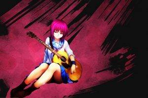 anime, Anime Girls, Angel Beats!, School Uniform, Guitar, Iwasawa Masami