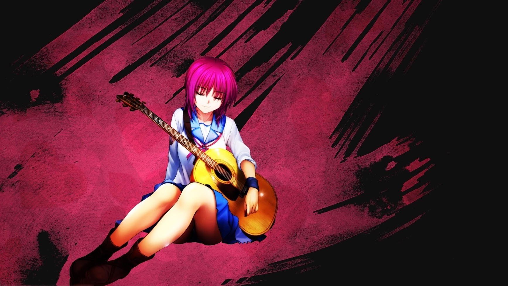 anime, Anime Girls, Angel Beats!, School Uniform, Guitar, Iwasawa Masami Wallpaper