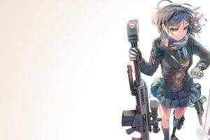 anime Girls, Anime, Women With Guns, Daito, Original Characters, School Uniform, Weapon, Sniper Rifle