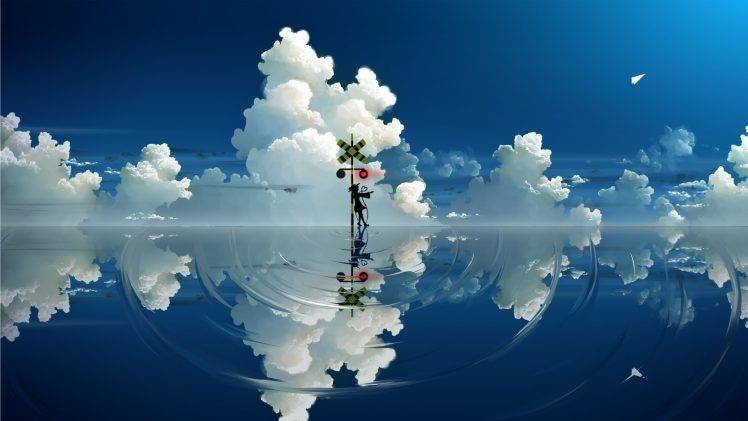 Komeiji Koishi, Touhou, Clouds, Paper Planes HD Wallpaper Desktop Background