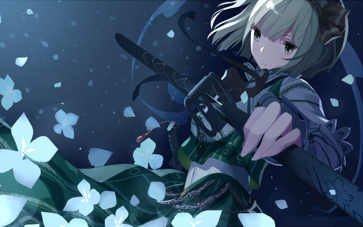 anime, Anime Girls, Konpaku Youmu, Touhou, Sword, Weapon HD Wallpaper Desktop Background