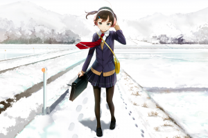 winter, Snow, School Uniform, Original Characters, Anime Girls