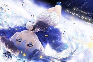 anime Girls, Vocaloid, Hatsune Miku, Twintails, Blue Eyes, Blue Hair, Bubbles, Long Hair, Snow, Winter