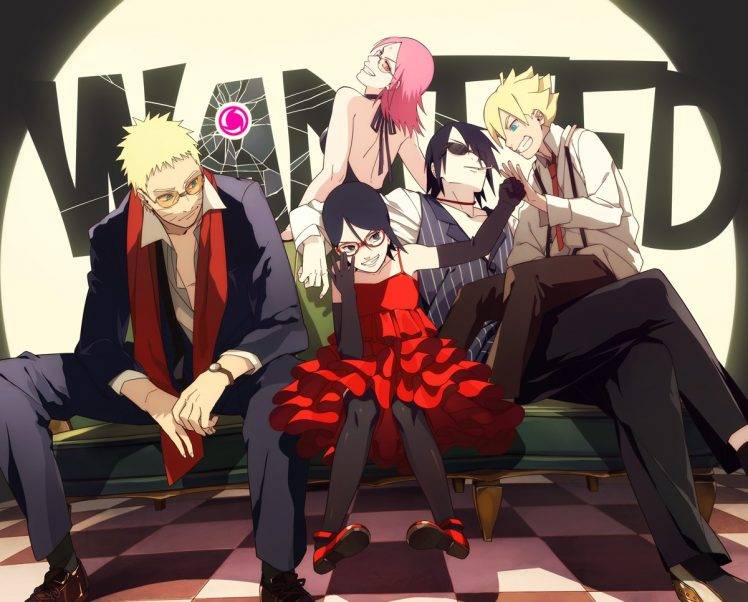 Uzumaki Naruto, Uzumaki Boruto, Sarada Uchiha, Haruno Sakura, Uchiha Sasuke HD Wallpaper Desktop Background
