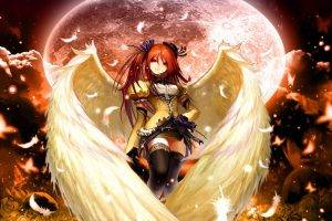 anime, Wings, Original Characters, Thigh highs