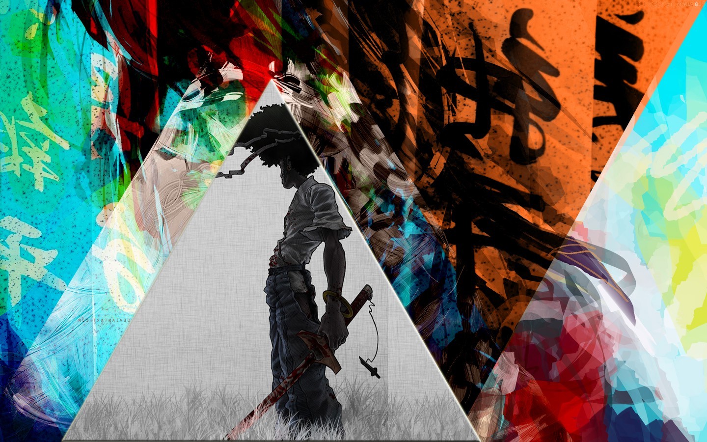 Afro Samurai, Colorful, Chinese, Triangle, Mixed Martial Arts, Samurai, Anime, Katana Wallpaper