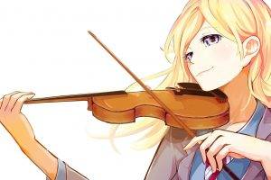 anime Girls, Anime, Shigatsu Wa Kimi No Uso, Miyazono Kaori, Blonde, Violin, Musical Instrument, School Uniform