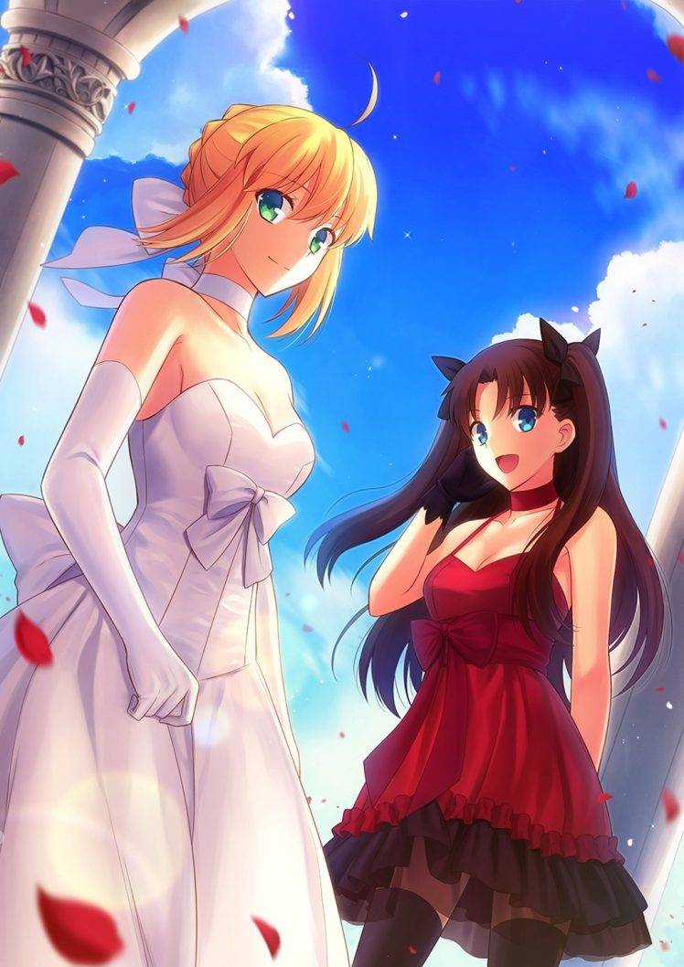 Fate Series, Tohsaka Rin, Saber, Anime Girls HD Wallpaper Desktop Background