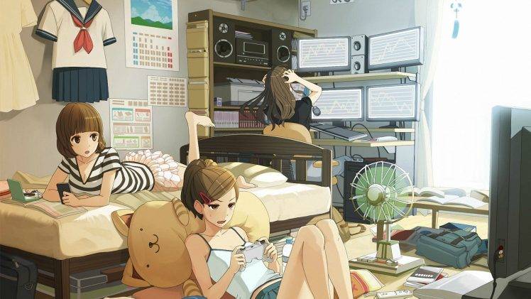 anime, Anime Girls, Original Characters, Bedroom HD Wallpaper Desktop Background