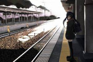 anime, Anime Girls, Original Characters, Train Station