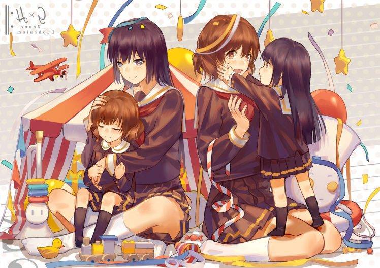 anime, Anime Girls, School Uniform, Schoolgirls, Skirt, Hibike! Euphonium, Kousaka Reina, Oumae Kumiko HD Wallpaper Desktop Background