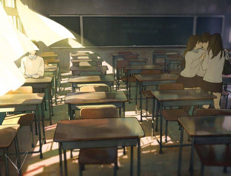 classroom, Anime, Original Characters, School Uniform HD Wallpaper Desktop Background