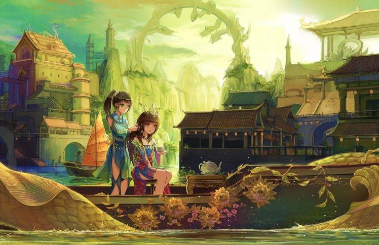 boat, Original Characters, Anime Girls HD Wallpaper Desktop Background