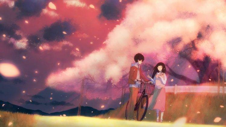 anime, Sky, Hyouka, Chitanda Eru, Oreki Houtarou HD Wallpaper Desktop Background