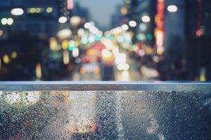 rain, Window, Balconies, Porch Swing, Street, Street Light, Cars
