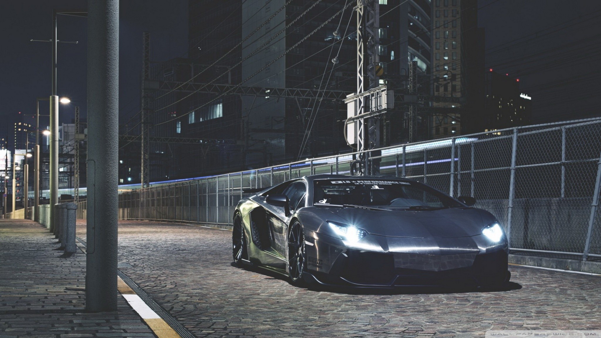 Lamborghini, Lamborghini Aventador, Night, City, Lights, Gray, Road Wallpaper