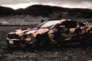 Ford, Ford Mustang, Army, Camouflage, Car