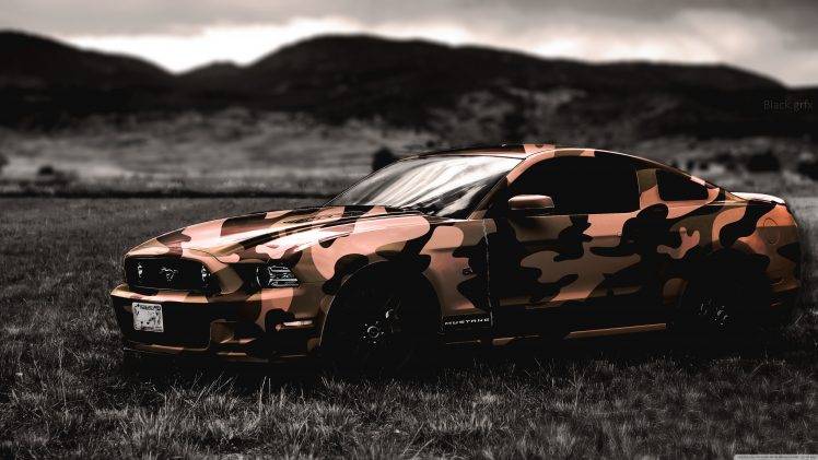 Ford, Ford Mustang, Army, Camouflage, Car HD Wallpaper Desktop Background
