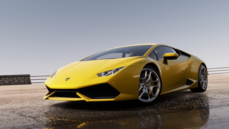 yellow Cars, Lamborghini, Lamborghini Huracan, Video Games, Xbox, Xbox One, Forza, Forza Motorsport, Forza Horizon, Forza Horizon 2, Water HD Wallpaper Desktop Background