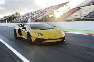Lamborghini Aventador LP750 4 SV, Car, Race Tracks, Motion Blur