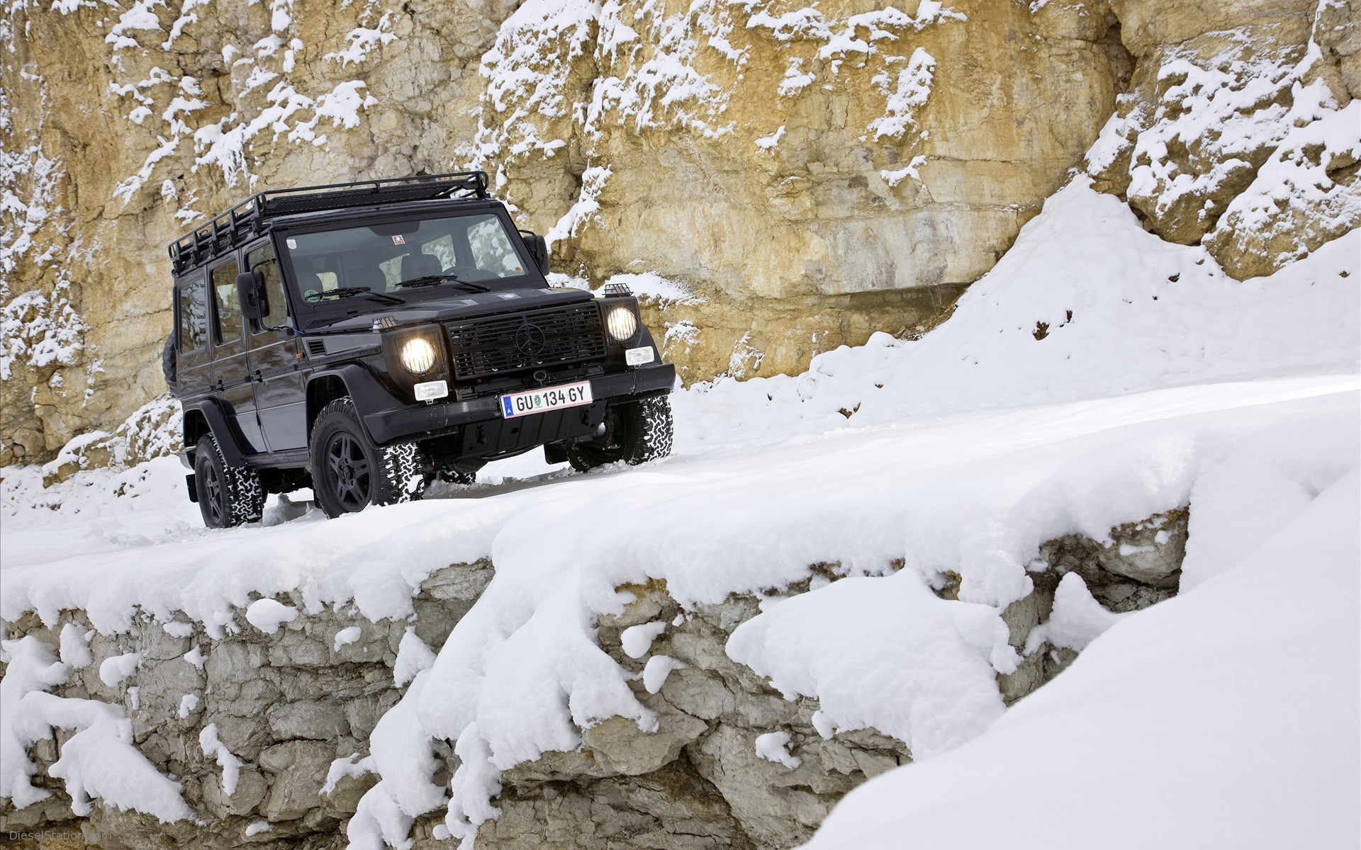 snow, Rock, Mercedes Benz Wallpaper