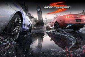 World Of Speed, Video Games, Car, London, Chevrolet Camaro SS, Mercedes Benz SLS AMG, Reflection