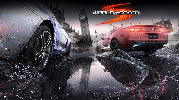 World Of Speed, Video Games, Car, London, Chevrolet Camaro SS, Mercedes Benz SLS AMG, Reflection HD Wallpaper Desktop Background