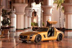 car, Sports Car, Mercedes Benz, Mercedes SLS, Dubai, Horse, Column, Mercedes Benz SLS AMG