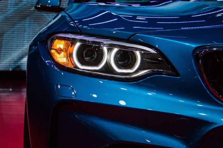 car, BMW, M2, Headlights, Blue, Lines, Kidney Grille HD Wallpaper Desktop Background