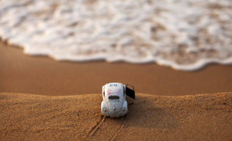 beach, Water, Toys, Macro, Car, Volkswagen Beetle HD Wallpaper Desktop Background
