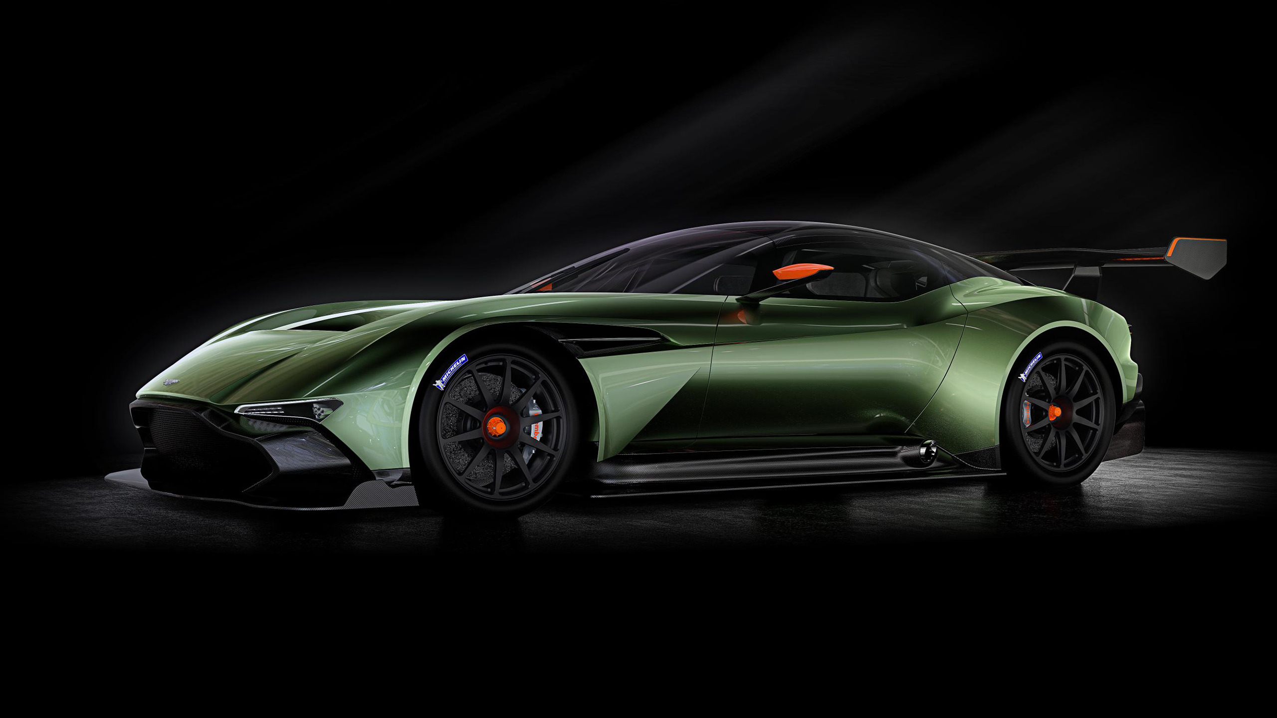 Aston Martin Vulcan, Car, Vehicle, Spotlights, Simple Background Wallpaper