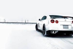 car, Snow, Vehicle, Nissan GT R, Nissan GT R R35