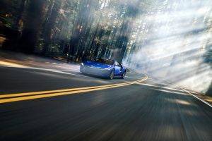 Acura NSX, Road, Motion Blur, Car, Vehicle, Forest, Mist
