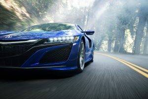 Acura NSX, Car, Vehicle, Mist, Forest, Road, Motion Blur